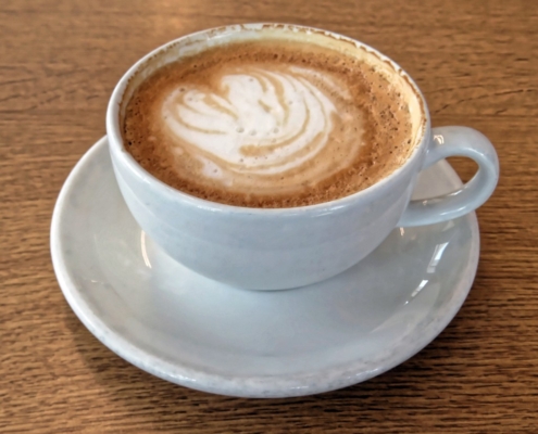 Homemade cafe latte with a smooth layer of milk foam