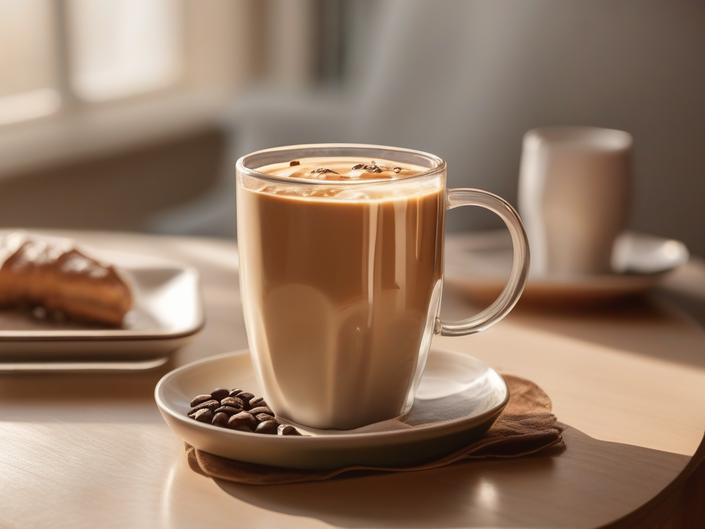 Ceramic mug, iced coffee glass, and travel tumbler.