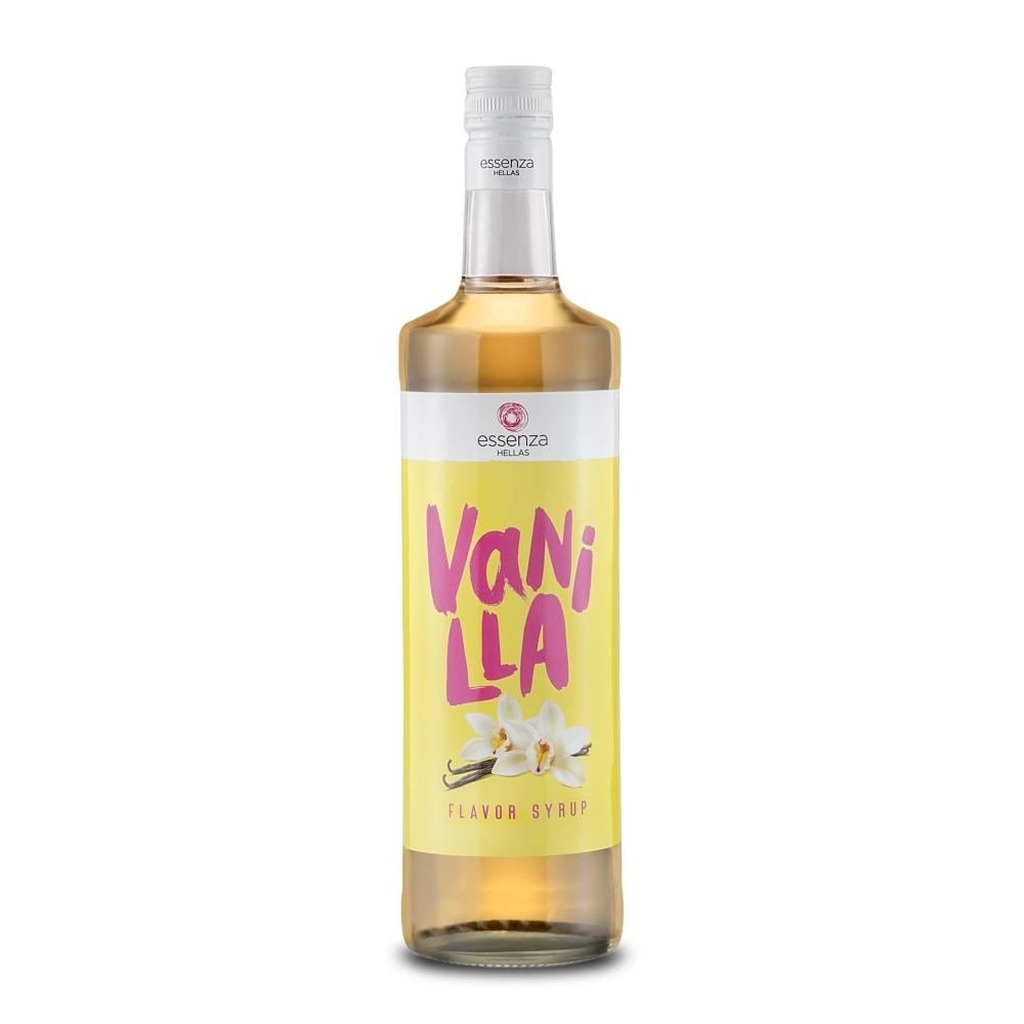 Glass bottle of homemade vanilla syrup for coffee